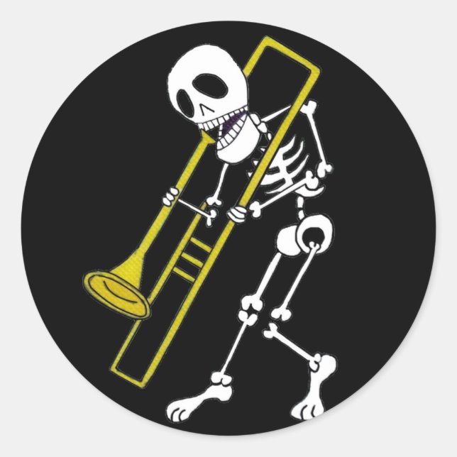 Adesivo Skeleton Musical Trombone Player (Frente)