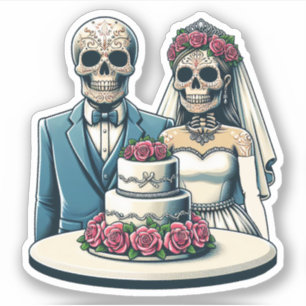 Adesivo Skeleton Noiva e dia de casamento de morto