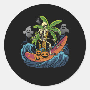 Adesivo Skeleton Pumpkin surfando Halloween Havaí Havaí