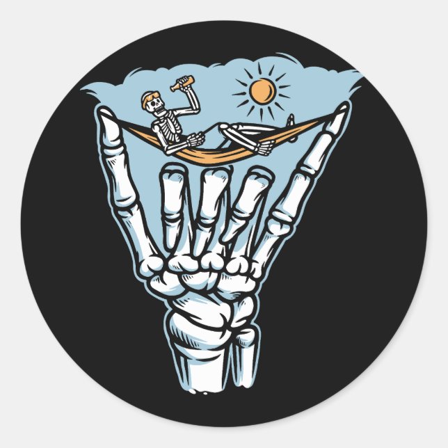 Adesivo Skeleton Relaxing em Mão Gigante (Frente)
