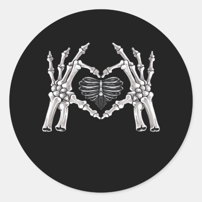 Adesivo Skeleton Ribs Sinal de Coração da Mão (Frente)