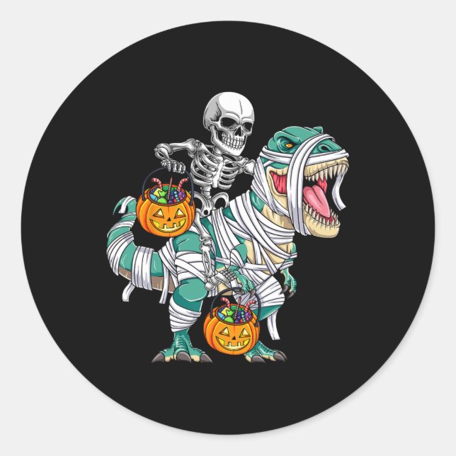 Adesivo Skeleton Riding Dinossaur T Rex Divorciando Crianç (Frente)