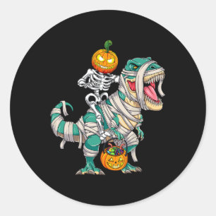 Adesivo Skeleton Riding Mummy Dinosaur T rex Halloween Pum