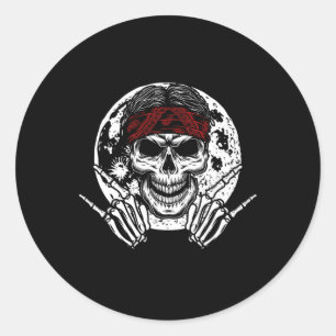 Adesivo Skeleton Rock Hand Halloween Rock And Roll Midnigh
