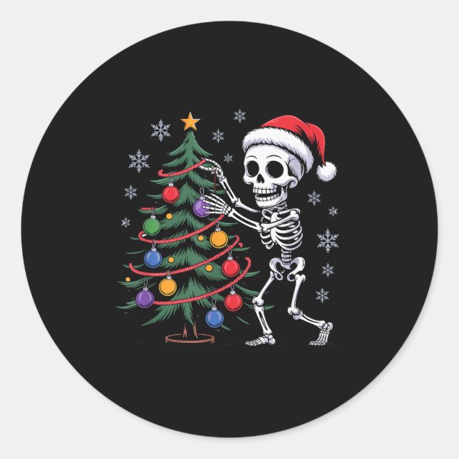 Adesivo Skeleton Santa Hat Christmas Tree Creepy Cute Xmas (Frente)