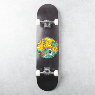 Adesivo Skeleton Skateboard Dude Island Shark