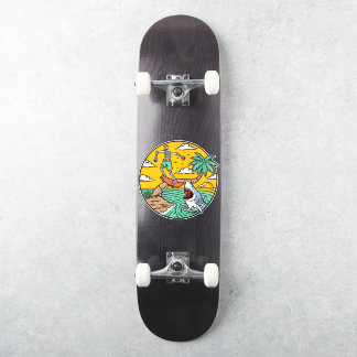 Adesivo Skeleton Skateboard Dude Island Shark