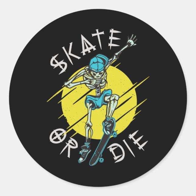 Adesivo Skeleton Skateboarder skate ou die (Frente)