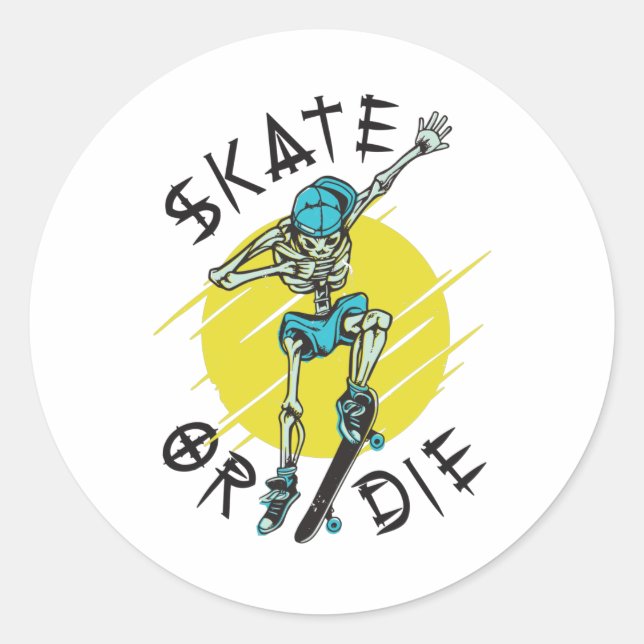 Adesivo Skeleton Skateboarder skate ou die (Frente)