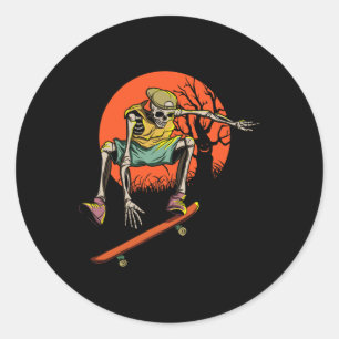 Adesivo Skeleton Skater No Dia Das Bruxas Com Skateboard