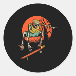Adesivo Skeleton Skater No Dia Das Bruxas Com Skateboard