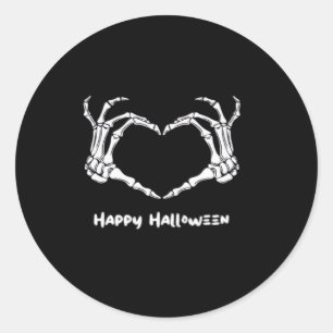 Adesivo Skeleton Skeleton Coração da Mão com "Feliz Hallow