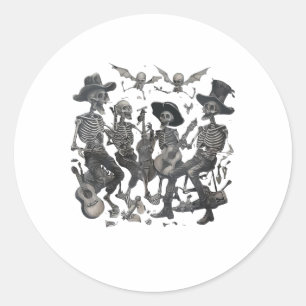 Adesivo Skeleton Skull Dancing Singing Rock Music Ba