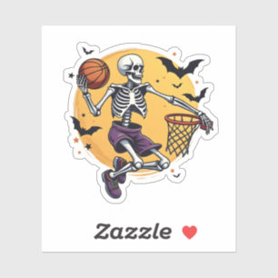 Adesivo Skeleton Spooky Dunking Basball Hallo