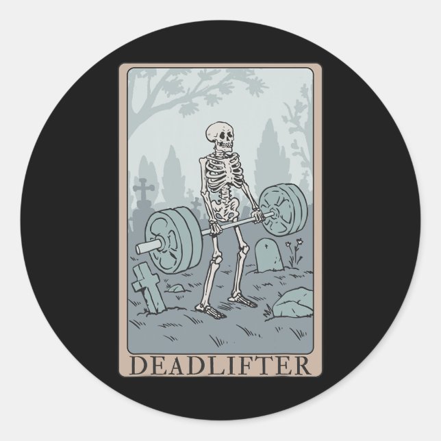 Adesivo Skeleton Tarot Card Deadlifter (Frente)