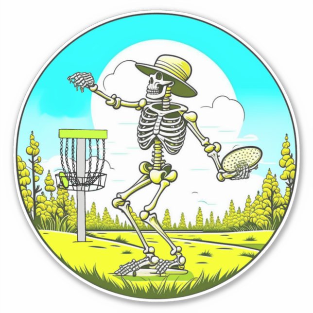 Adesivo Skeleton Tocando Golf de Disco (Frente)