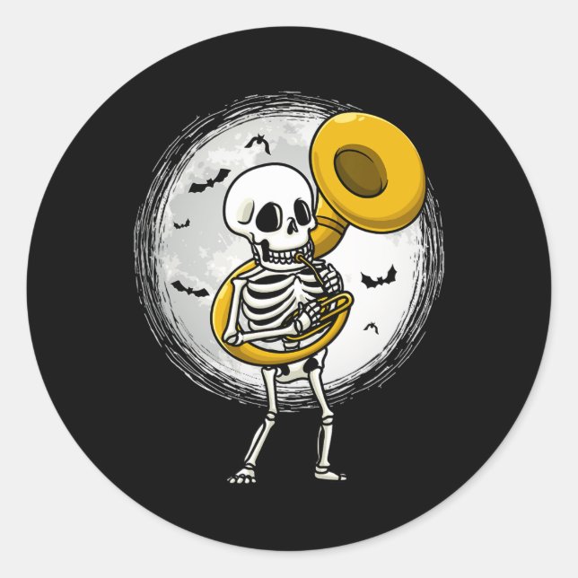 Adesivo Skeleton Tocando Sousaphone Tu Instrumento Hallowe (Frente)