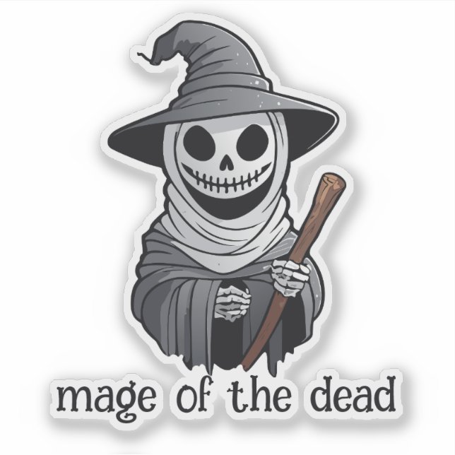 Adesivo Skeleton Witch segurando uma varinha (Frente)