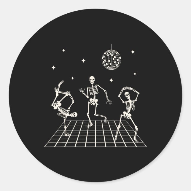 Adesivo Skeletons Dançando No Clube Com Uma Bola De Disco  (Frente)