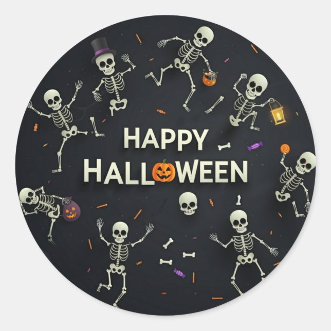 Adesivo Skeletons Happy Halloween (Frente)