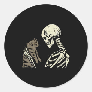 Adesivo Skelling Segurando Gato Divertido Homens do Hallow