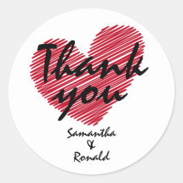 Adesivo Sketchy Red Heart Weding Obrigado Sticker