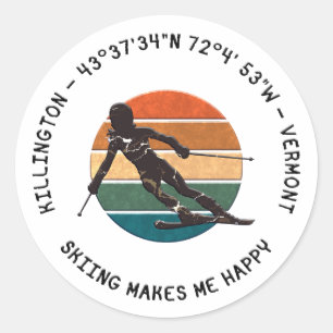 Adesivo Ski Killington, Vermont - Woman Skier, Black Text