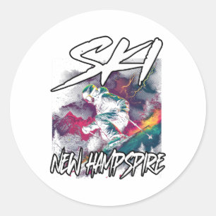 Adesivo Ski New Hampshire Descida Skiventure Adventure Nh