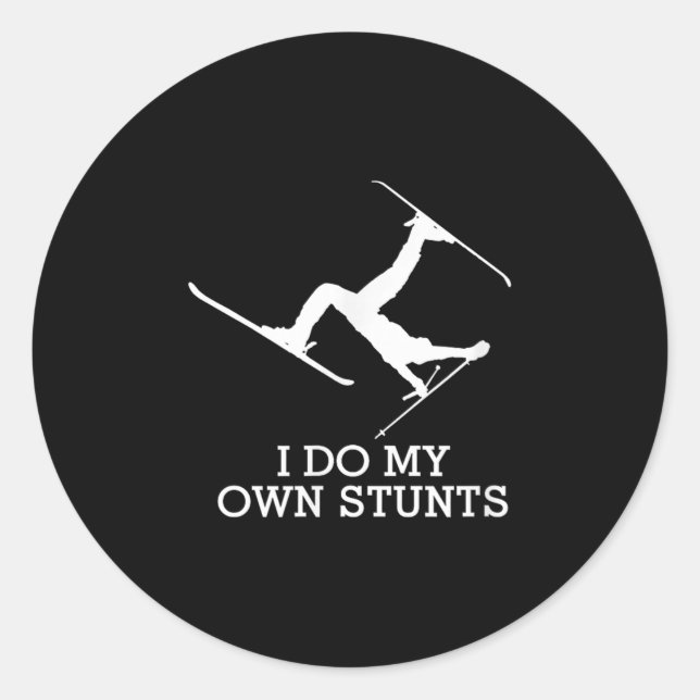 Adesivo Ski Shirt - I Do My Own Stunts - Funny Skiing Tee  (Frente)