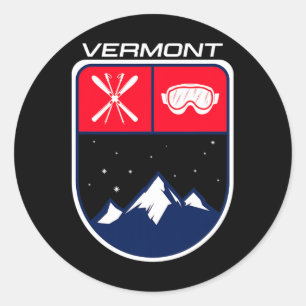 Adesivo Ski Vermont Mountain Skiing Skier Goggle Pol