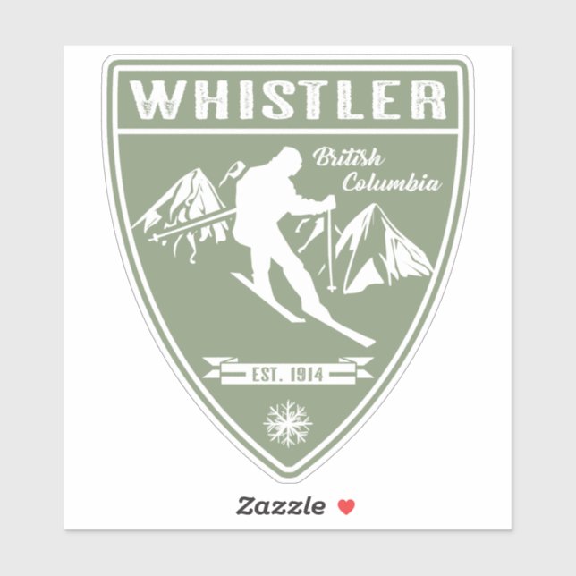 Adesivo Ski Whistler British Columbia (Folha)