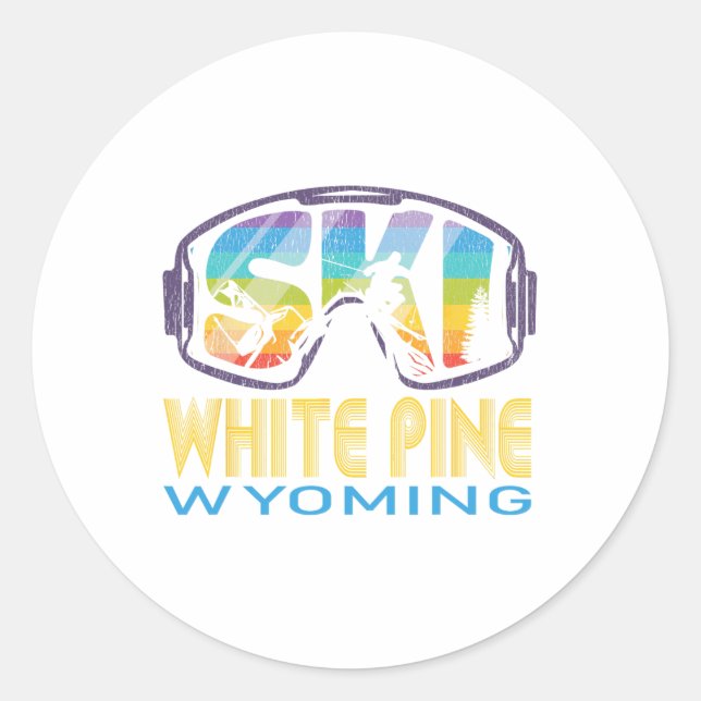 Adesivo Ski White Pine Wyoming Skiing Vacation  (Frente)