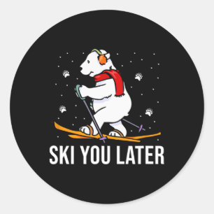 Adesivo Ski You Later - Urso Esquiando Férias de Inverno N
