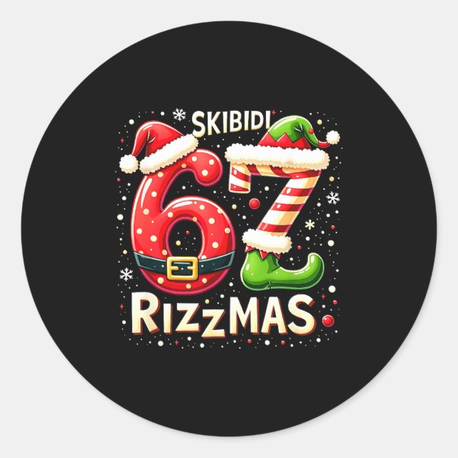 Adesivo Skibidi 67 Rizzmas Christmas Meme Funny Elf Santa  (Frente)