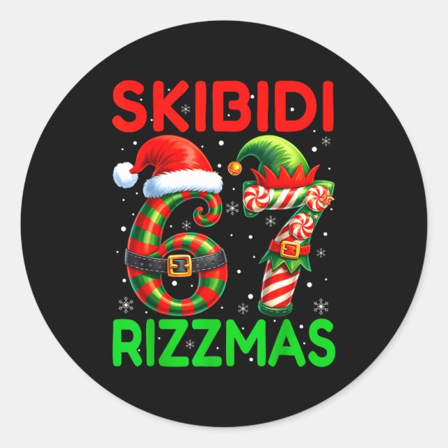 Adesivo Skibidi 67 Rizzmas Funny Six Seven Meme Christmas  (Frente)