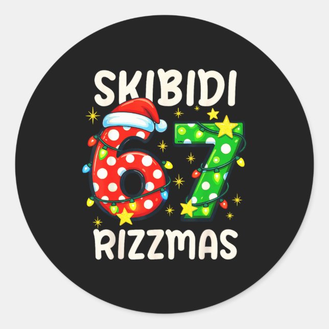 Adesivo Skibidi 67 Rizzmas Funny Six Seven Meme Christmas  (Frente)