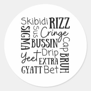 Adesivo Skibidi Rizz Crianças Engraçadas Rizz Bussin Gen Z