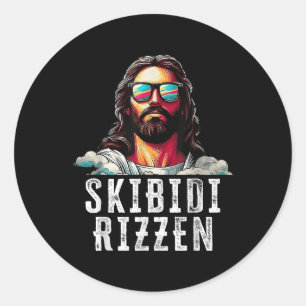 Adesivo Skibidi Rizzen Funny Jesus Vestindo Gles Para Matc