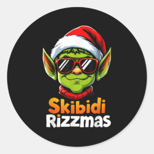 Adesivo Skibidi Rizzmas Natal Rizz Elfo Divertido Natal 