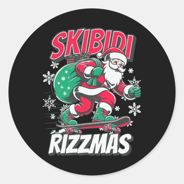 Adesivo Skibidi Rizzmas Papais noeis Engraçados Rizz Skate (Frente)