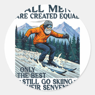 Adesivo Skier skiing 70th birthday men are equal created