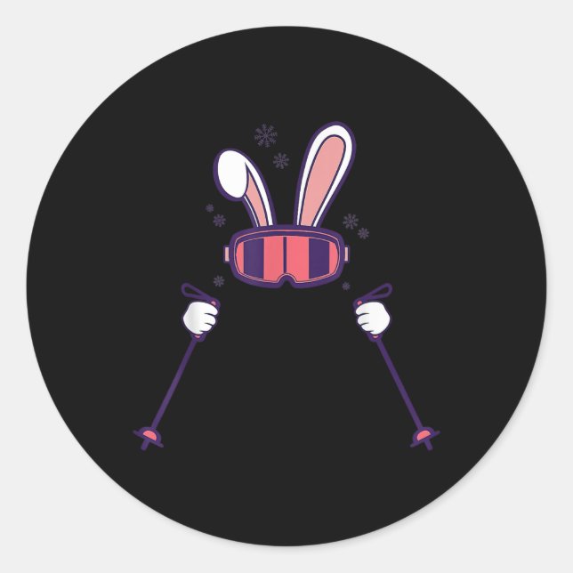 Adesivo Skiing Rabbit Ski Poles Ski Goggles Easter Bunny  (Frente)