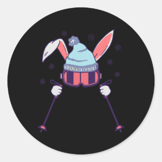 Adesivo Skiing Rabbit With Goggles And Ski Beanie Winter S