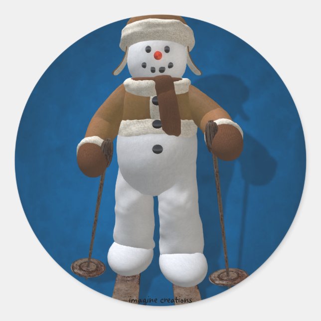 Adesivo Skiing Vintage Snowman (Frente)