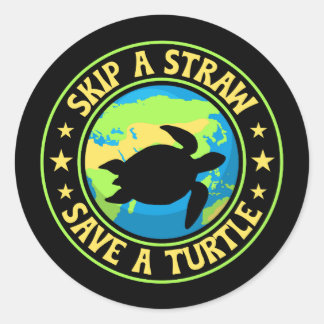 Adesivo Skip a Straw Save a Turtle - Eco Awareness Earth
