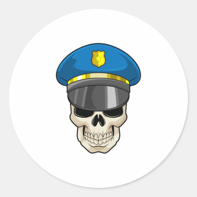 Adesivo Skull as Police officer with Police hat (Frente)