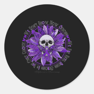 Adesivo Skull Sunflower Warrior Roxo Ribbon Alzheimer Aw