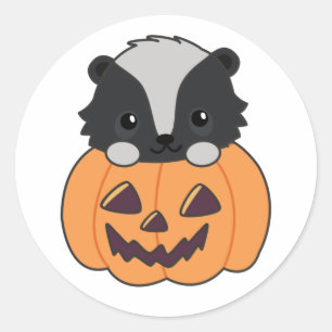 Adesivo Skunk Pumpkin Cute Skunks Feliz Halloween Clássico