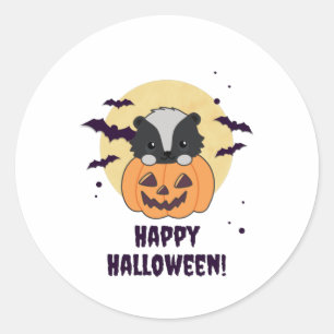 Adesivo Skunk Pumpkin Cute Skunts Feliz Halloween