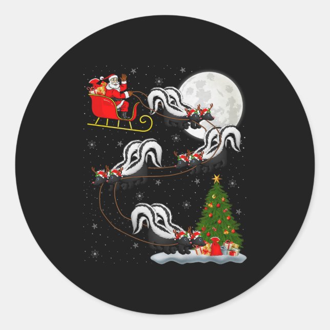 Adesivo Skunk Santa Sleigh Flying Funny Magical Christmas  (Frente)